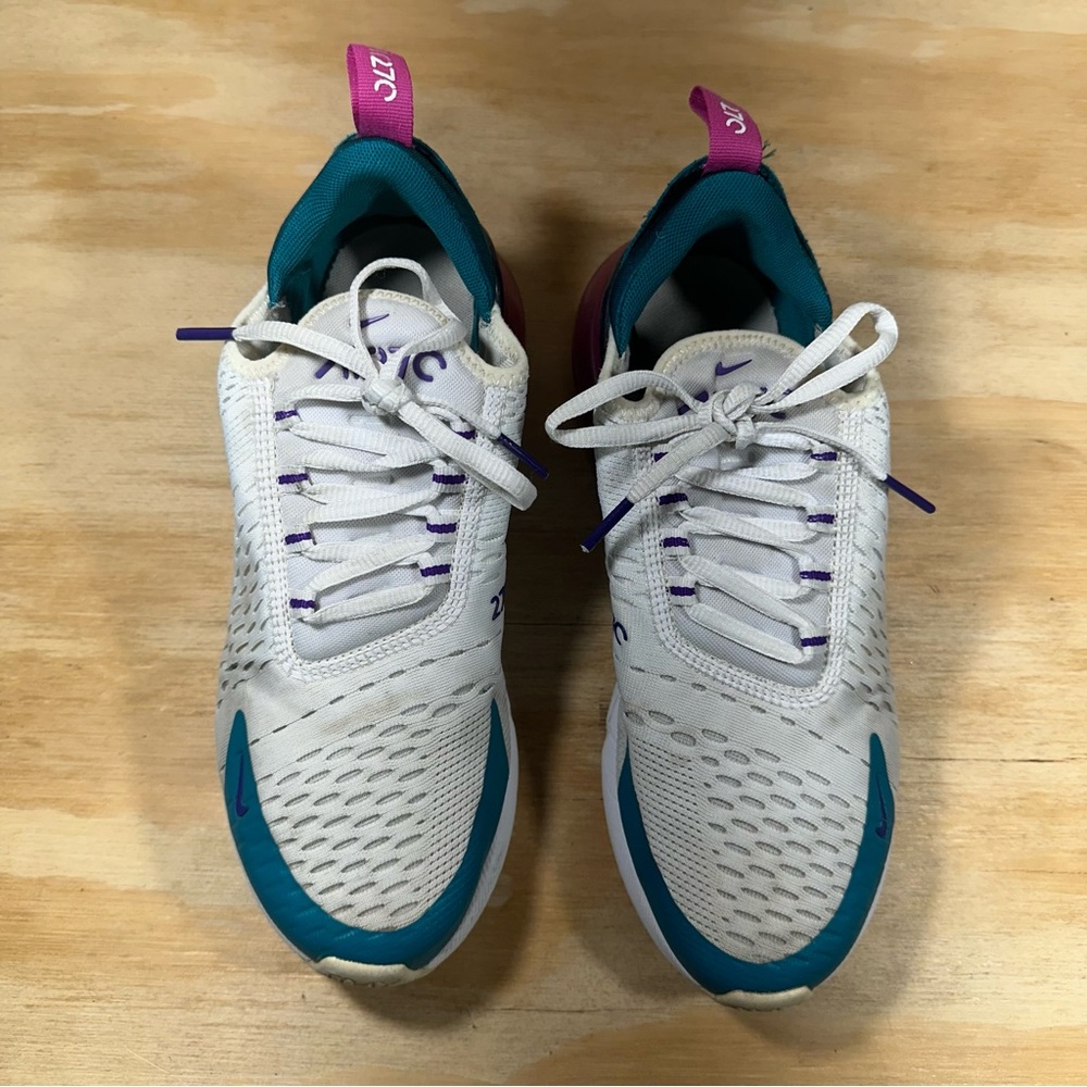 Nike White and Teal Sneakers with Purple Accents - Picture 2 of 9